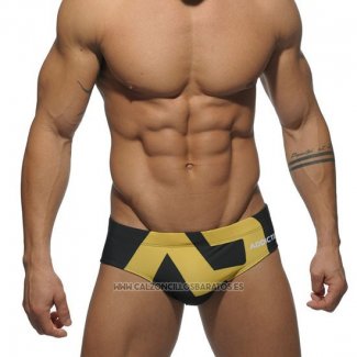 Slip Natacion Addicted Hombre Negro Amarillo